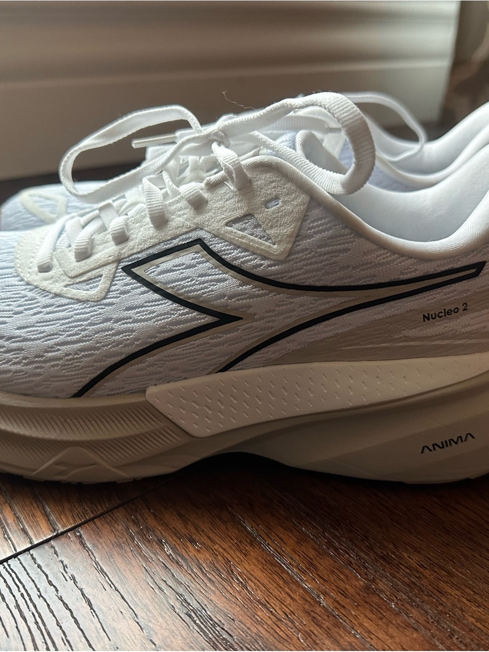 Diadora White Women's Running Sneakers with Black Accents